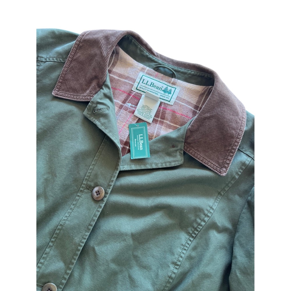 LL Bean Adirondack Barn Coat Loden Green Flannel Lined Cotton Jacket 3X NWT